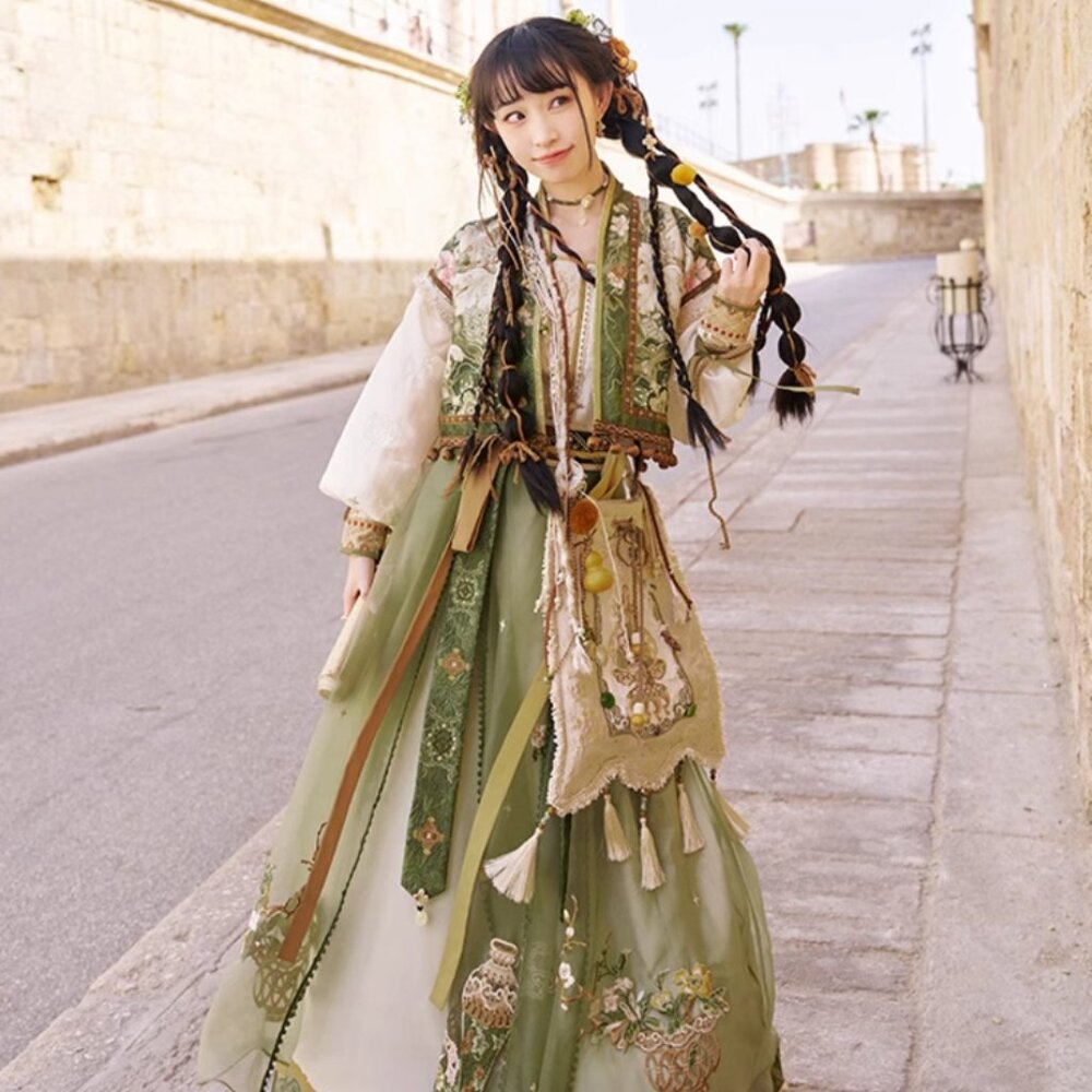 Dream Merchant Embroidered Outfit Set | Women Cardigan Blouse Maxi Skirt M808